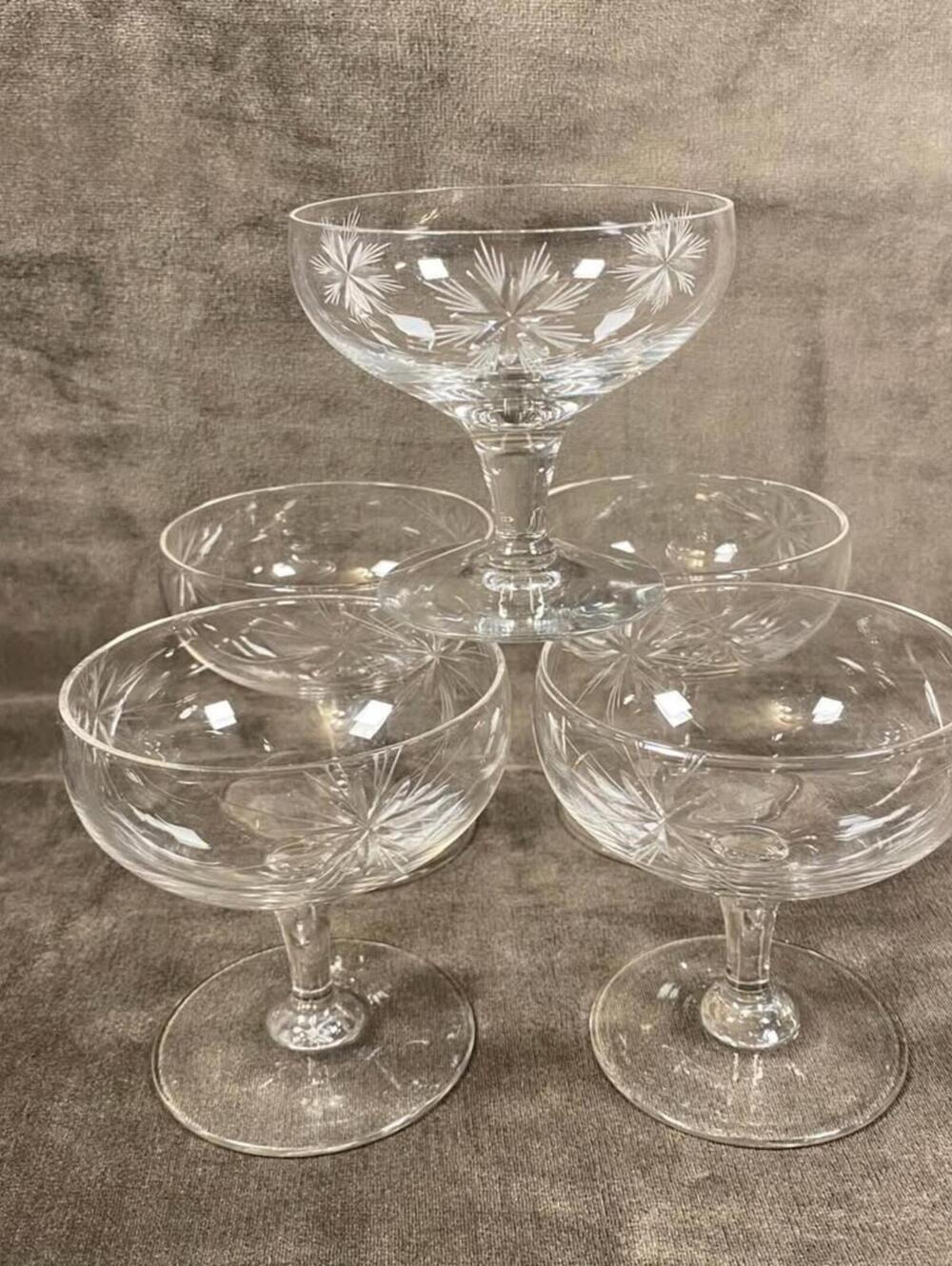 MCM atomic starburst champagne coupe - 4 glass, 1 crystal